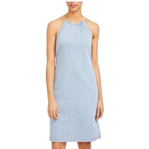 J. McLaughlin Maria Stripe Cotton Halter Shift Dress Womens XL Blue White Knit